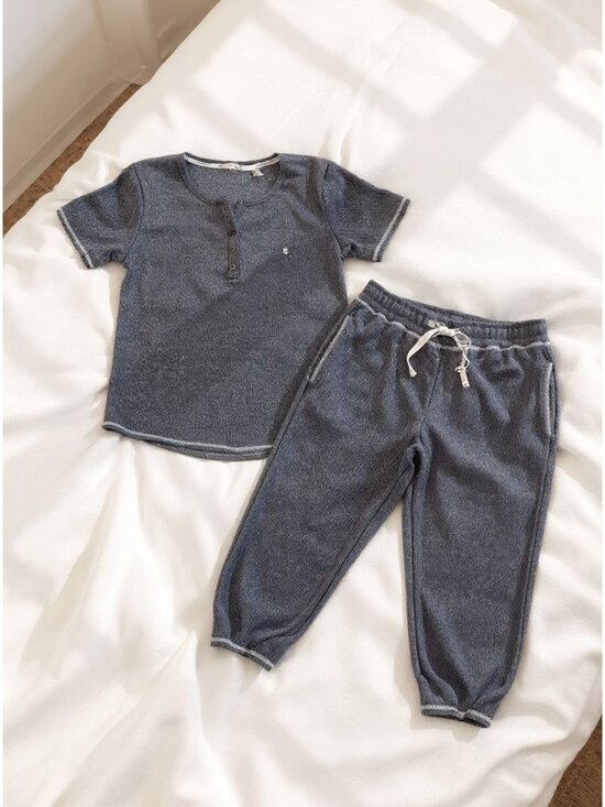 Izod Womens M Gray Pajama Set With Henley Top & Drawstring Pants Ribbed Knit - Picture 1 of 4